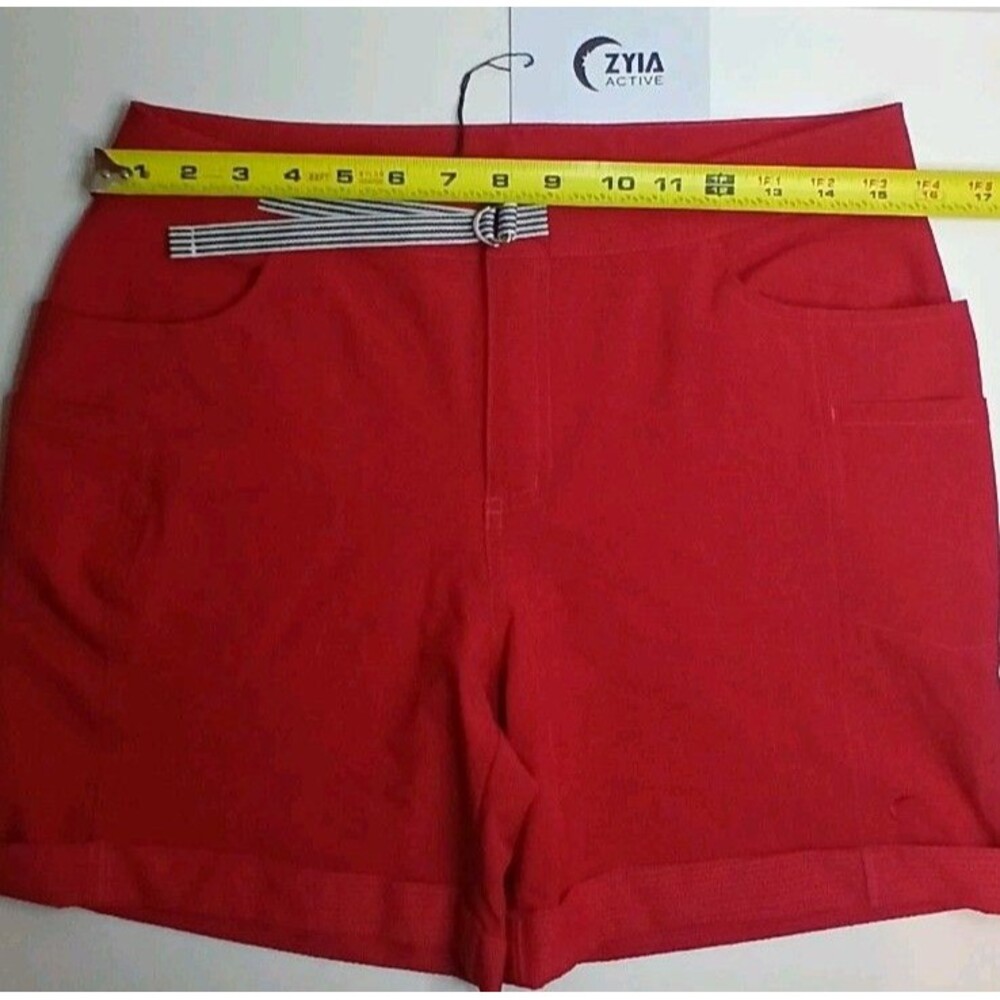 ZYIA Active Women’s Size M Shorts 6" Red Cuffed 6 Pockets Adjustable Waist NWT - Picture 12 of 12